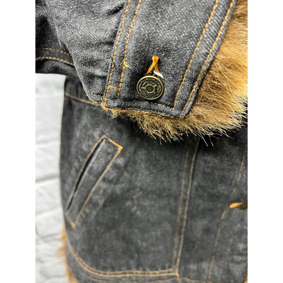 Marvin Richards denim faux fur lined jacket button up womens size S - Picture 5 of 11
